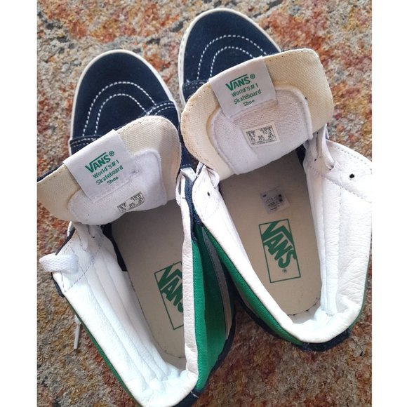 SOLD-unisex Vans checkered sole skater shoes men's 8.5 blue green white - Picture 6 of 11